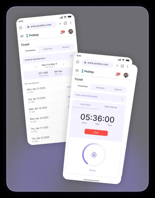 Tictell Time Tracker app snapshot